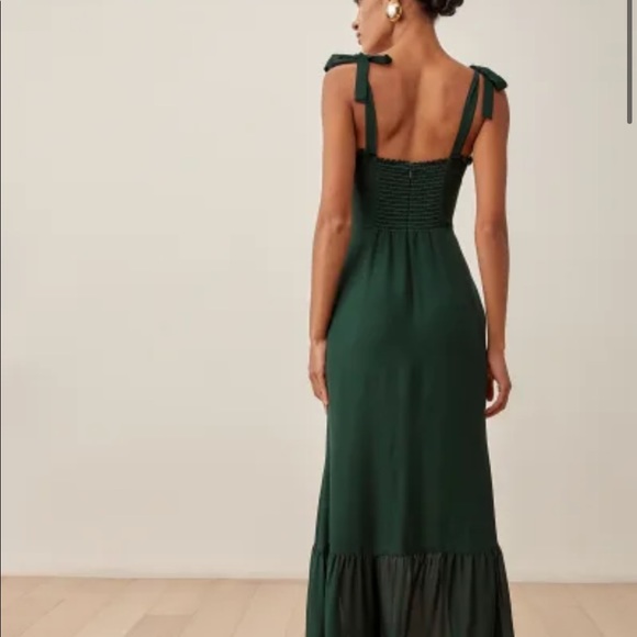 Reformation Petites Jasen Dress Color: Forest - Picture 4 of 8